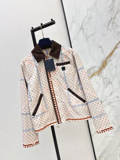 26ss Color-blocked collared printed jacket