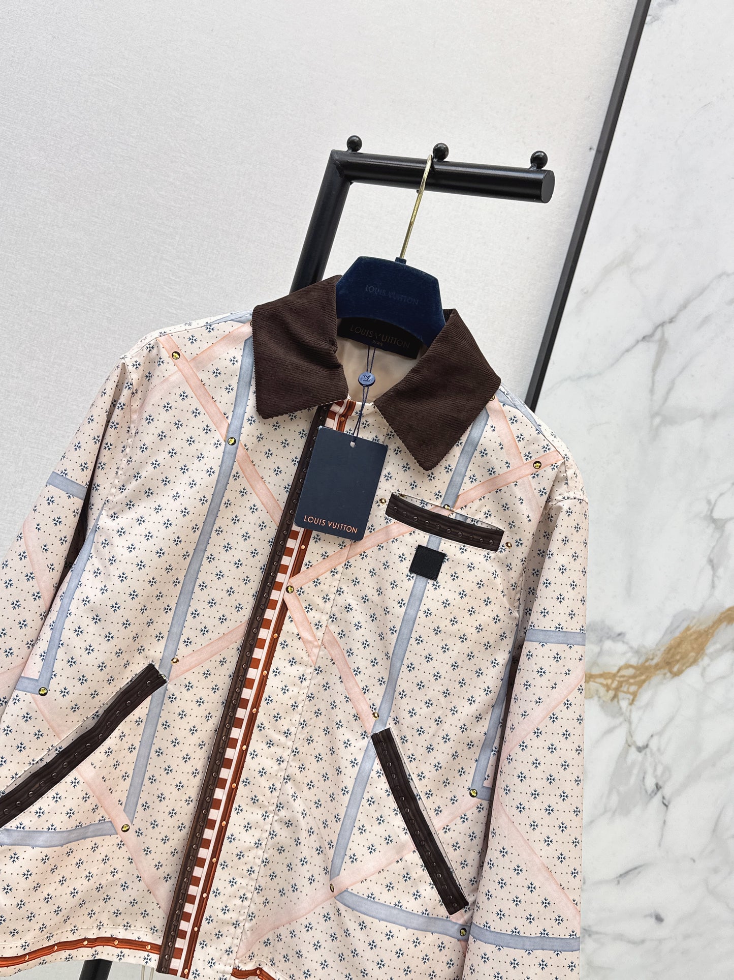 26ss Color-blocked collared printed jacket