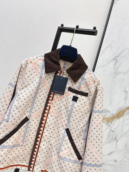 26ss Color-blocked collared printed jacket