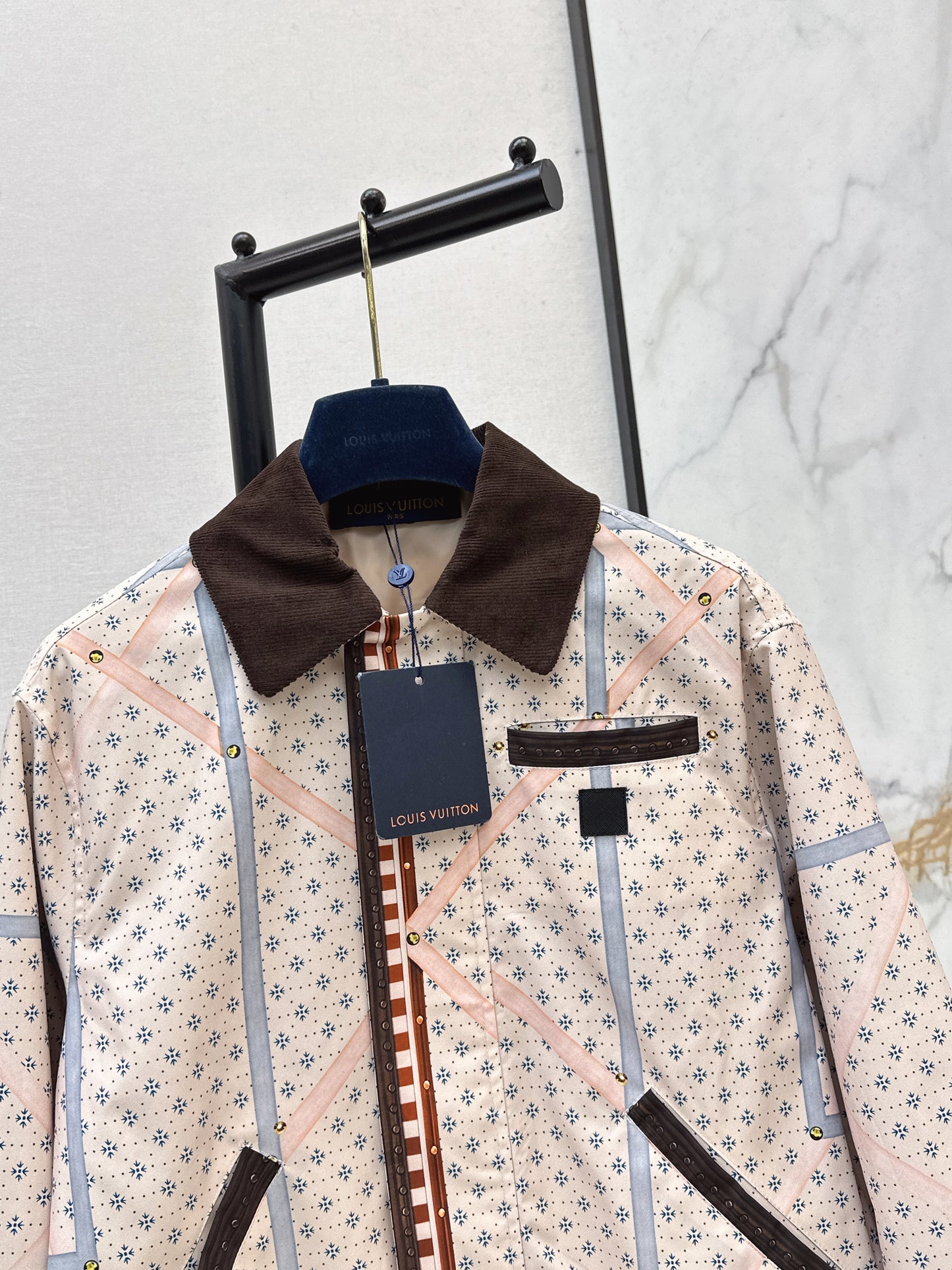 26ss Color-blocked collared printed jacket