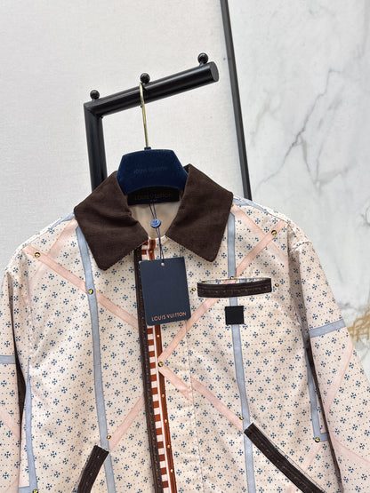 26ss Color-blocked collared printed jacket