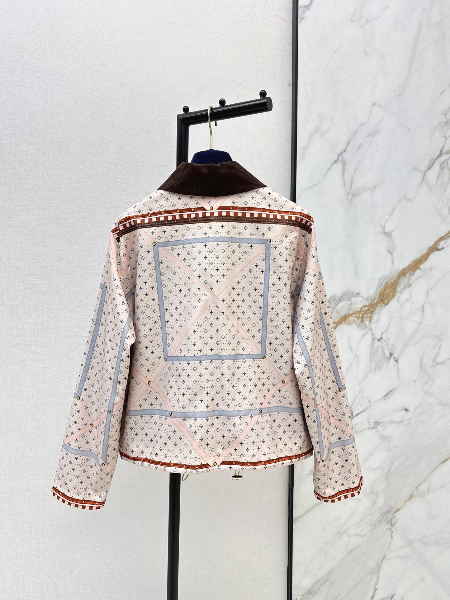 26ss Color-blocked collared printed jacket