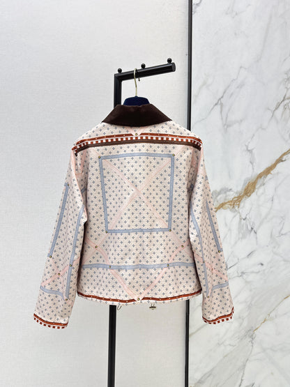 26ss Color-blocked collared printed jacket