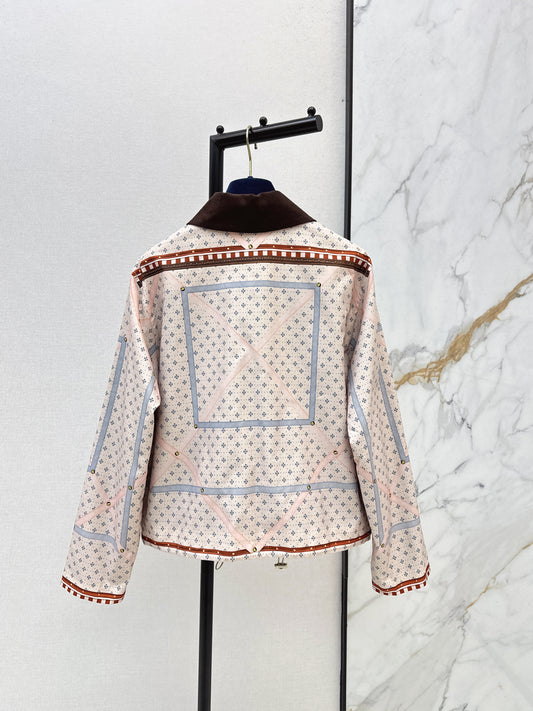26ss Color-blocked collared printed jacket