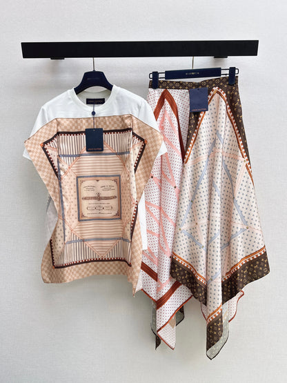 26ss Patchwork Print Loose-fitting Top