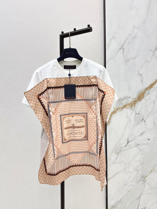 26ss Patchwork Print Loose-fitting Top