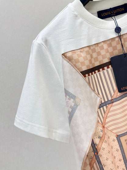 26ss Patchwork Print Loose-fitting Top