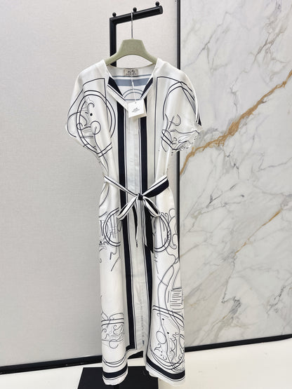 26ss Printed Belt Long Dress