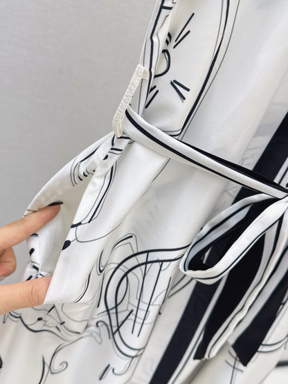 26ss Printed Belt Long Dress