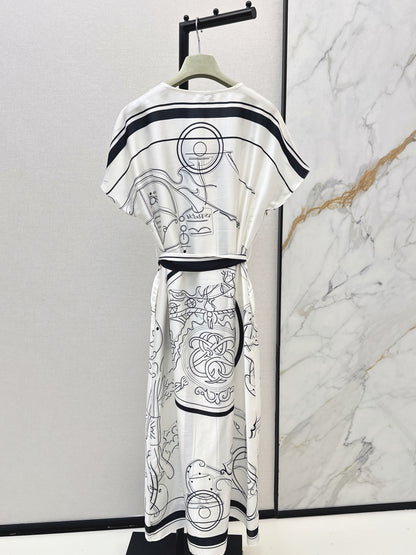 26ss Printed Belt Long Dress
