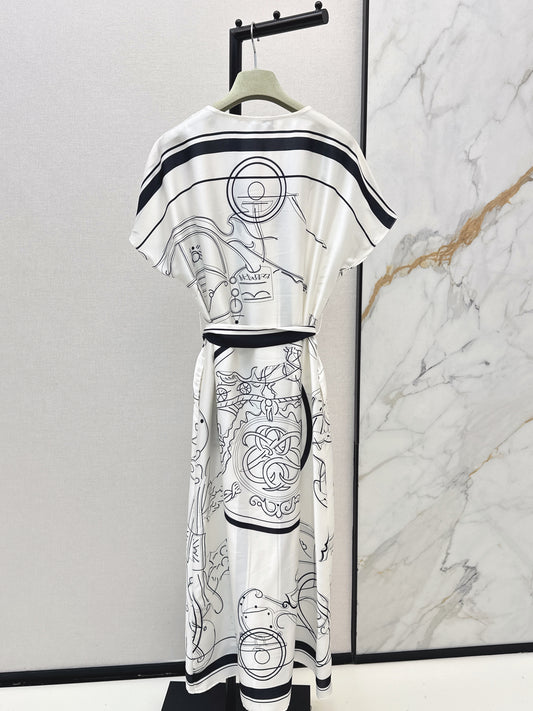26ss Printed Belt Long Dress