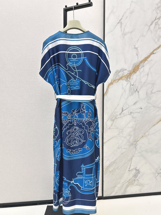 26ss Printed Belt Long Dress