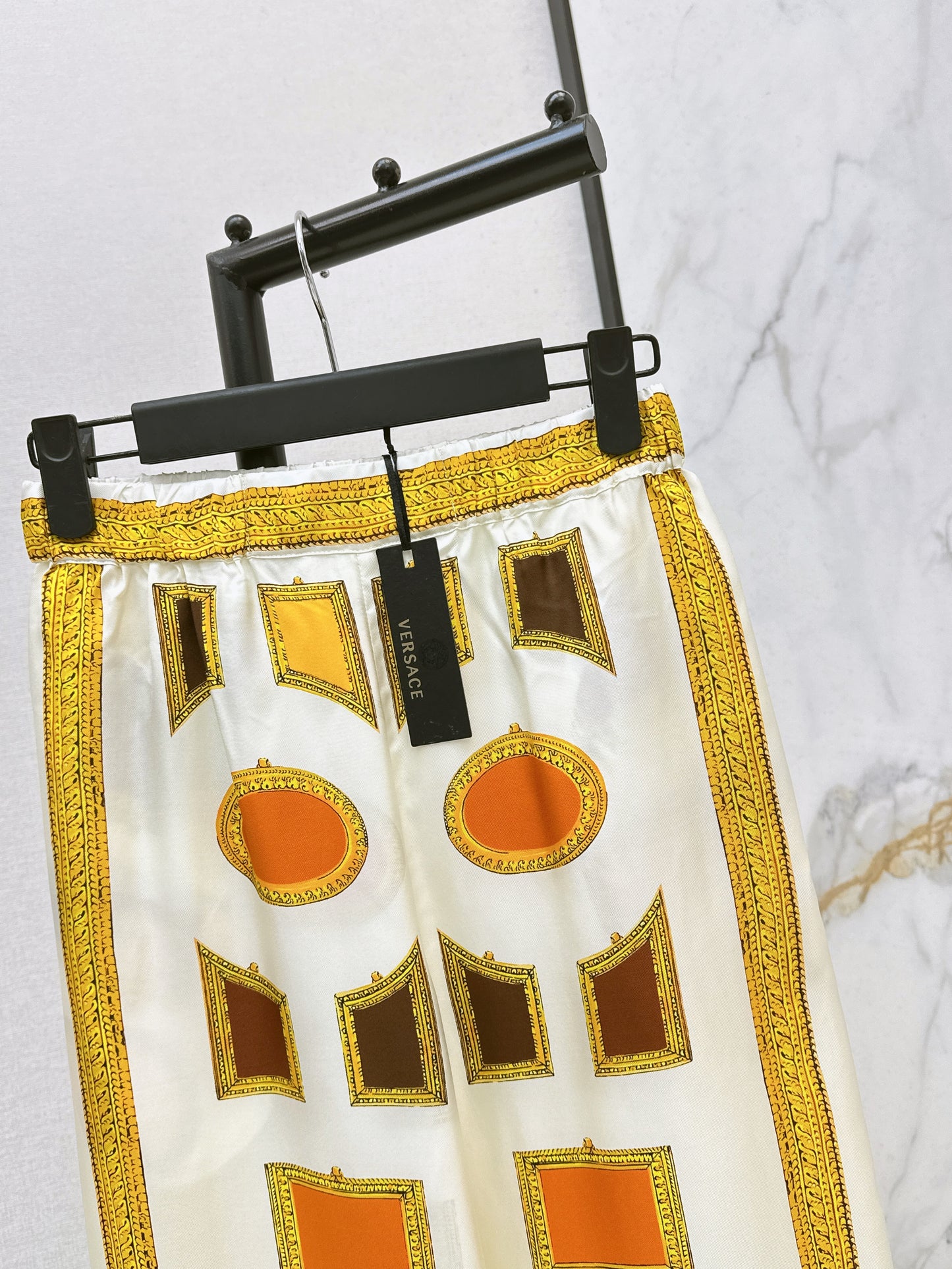 26ss Position Print Silk Straight Leg Pants