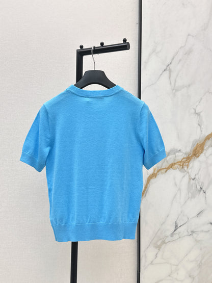 26ss Logo Embroidered Knit T-Shirt