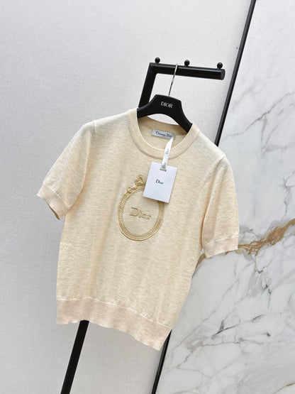 26ss Logo Embroidered Knit T-Shirt