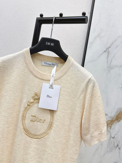 26ss Logo Embroidered Knit T-Shirt