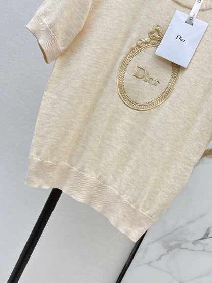 26ss Logo Embroidered Knit T-Shirt