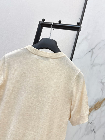26ss Logo Embroidered Knit T-Shirt