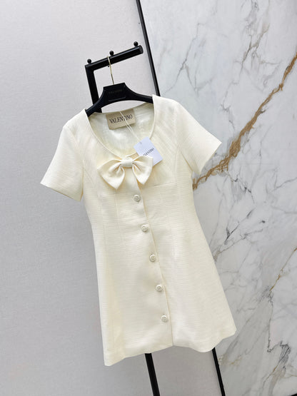 26ss Bow-decorated short-sleeved dress