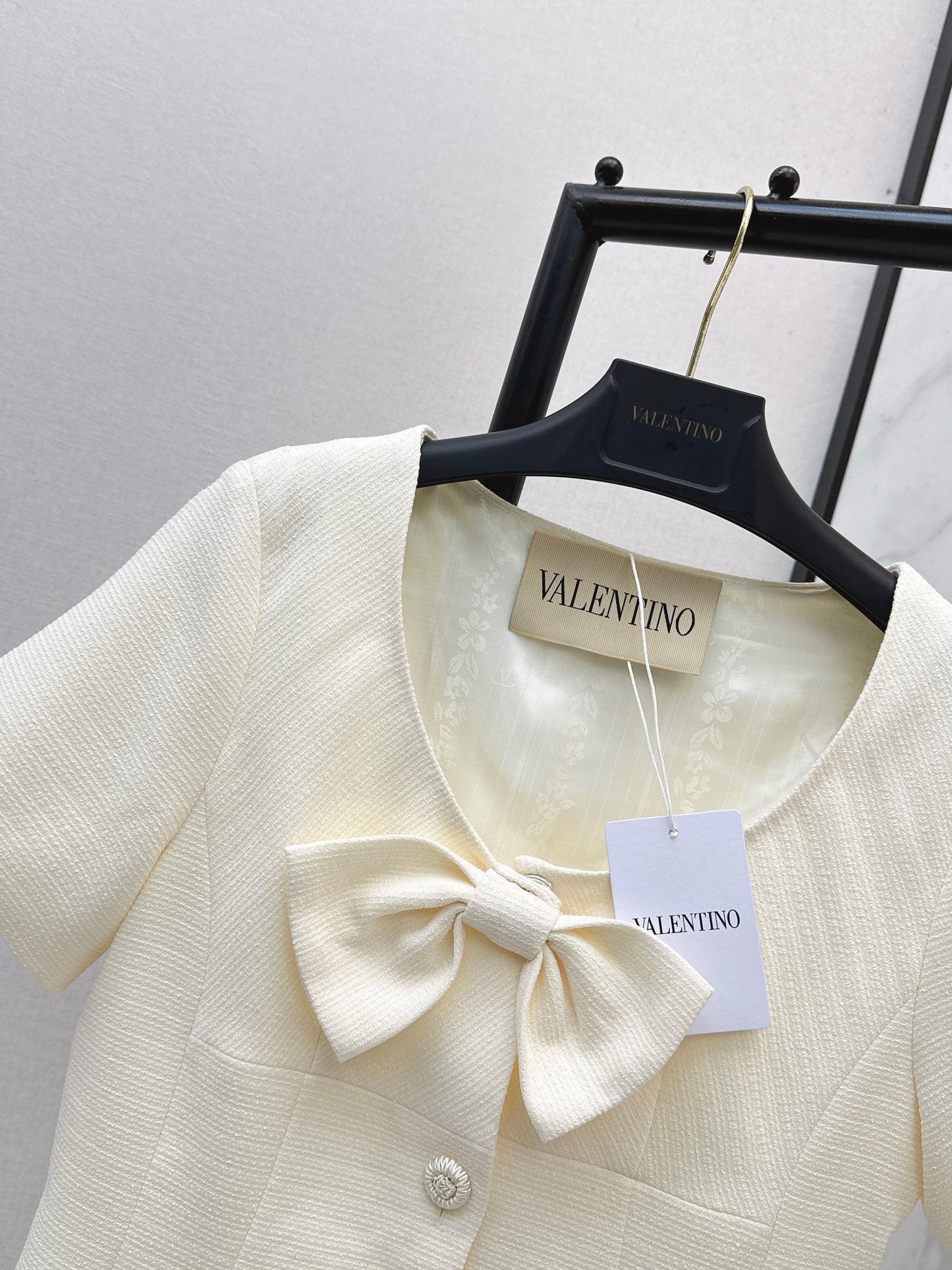 26ss Bow-decorated short-sleeved dress