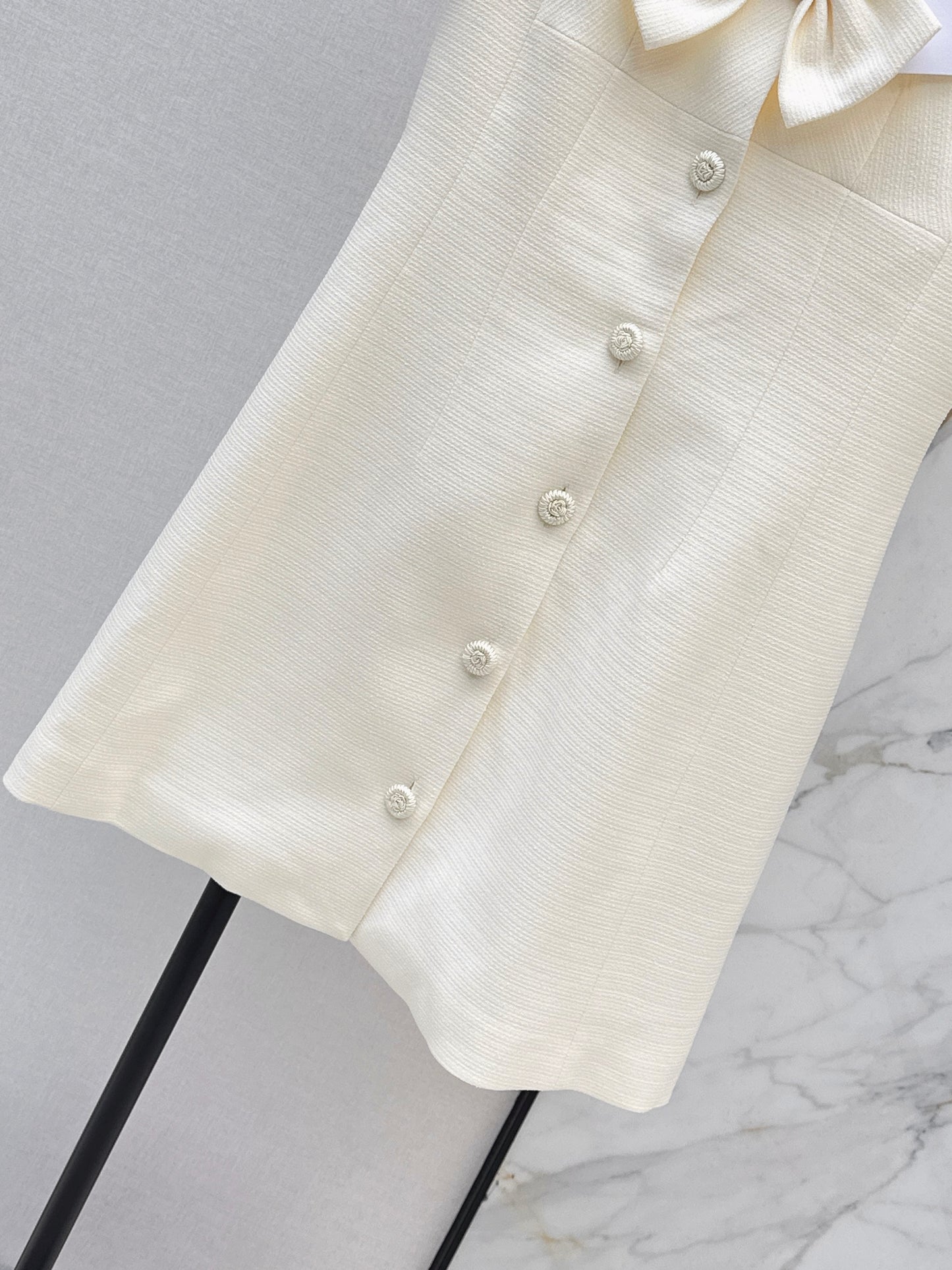 26ss Bow-decorated short-sleeved dress