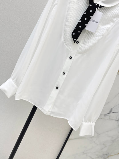 26ss Polka dot scarf-embellished shirt