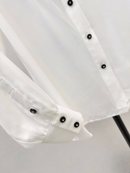 26ss Polka dot scarf-embellished shirt