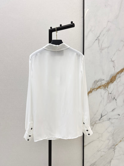 26ss Polka dot scarf-embellished shirt