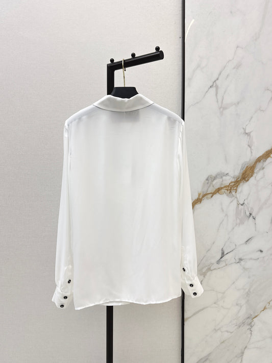 26ss Polka dot scarf-embellished shirt