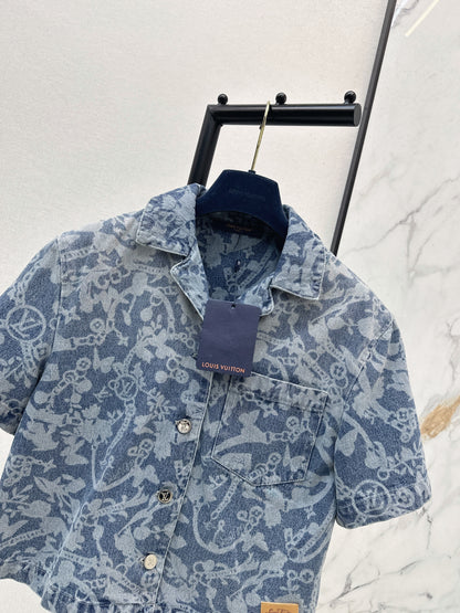 26ss Laser Chain Denim T-Shirt