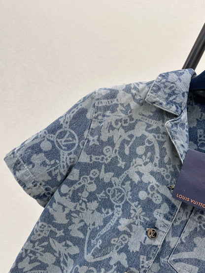26ss Laser Chain Denim T-Shirt