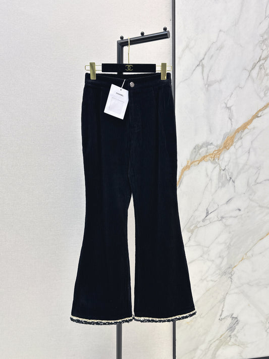 26ss Contrasting-tone trim flared pants