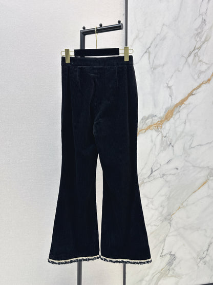 26ss Contrasting-tone trim flared pants