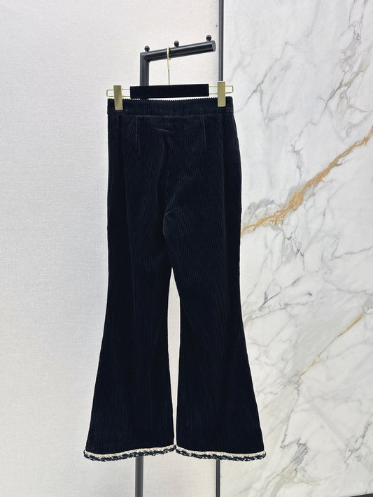 26ss Contrasting-tone trim flared pants