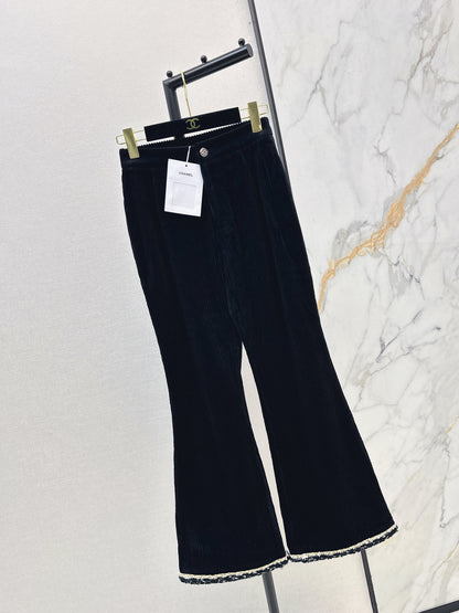 26ss Contrasting-tone trim flared pants