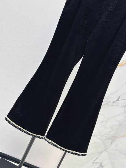 26ss Contrasting-tone trim flared pants