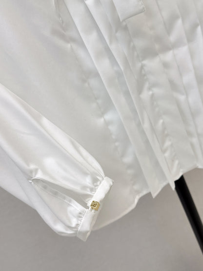 26ss White Shirt with Ruffled Trim