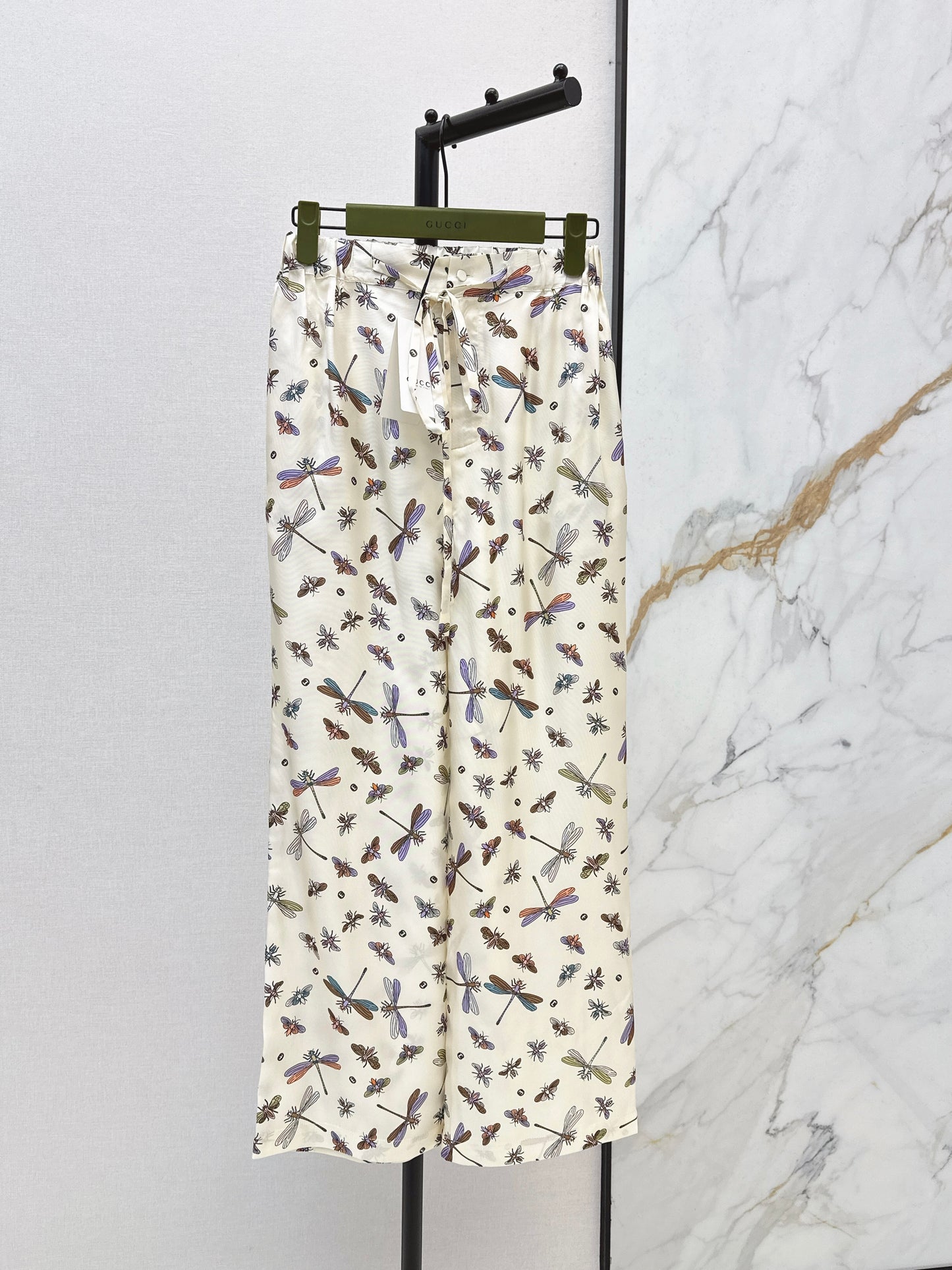 26ss Dragonfly Print Silk Pants