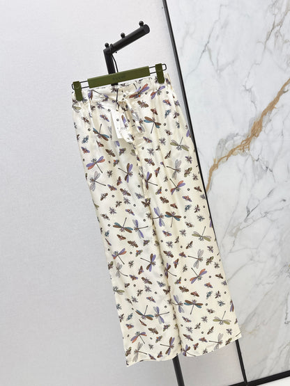 26ss Dragonfly Print Silk Pants