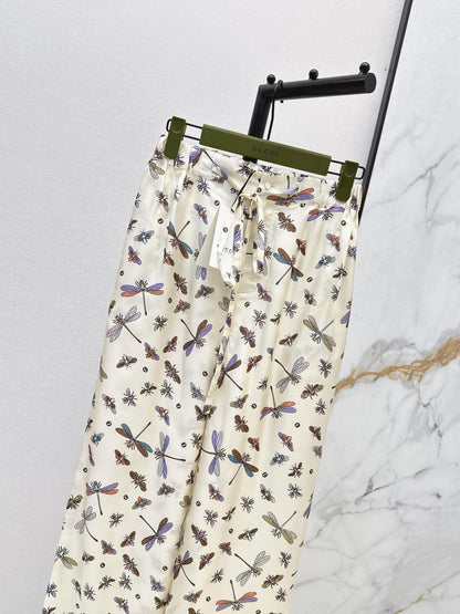 26ss Dragonfly Print Silk Pants