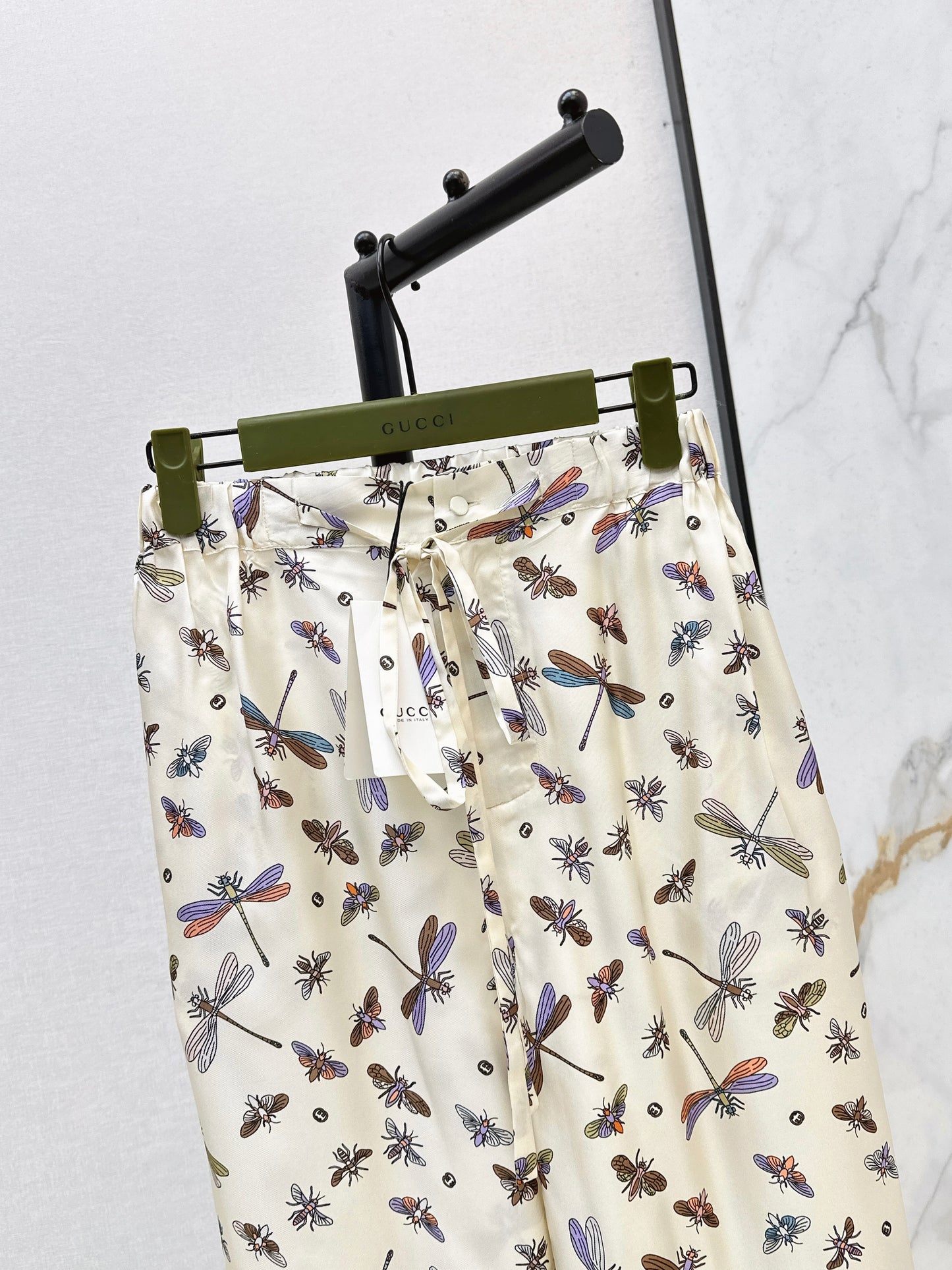 26ss Dragonfly Print Silk Pants