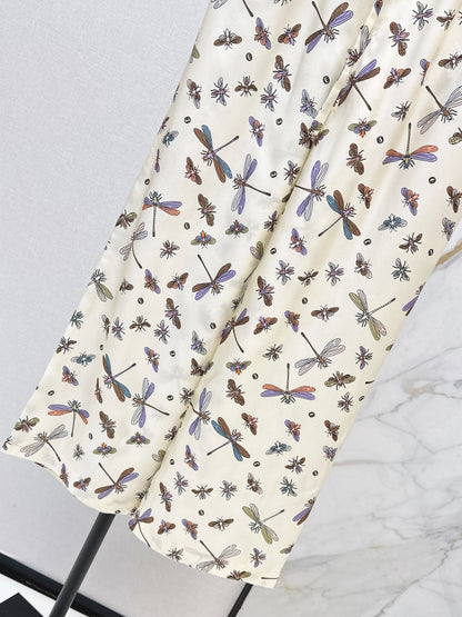 26ss Dragonfly Print Silk Pants