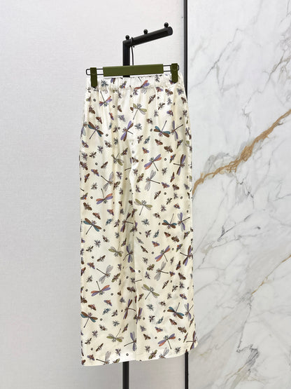 26ss Dragonfly Print Silk Pants