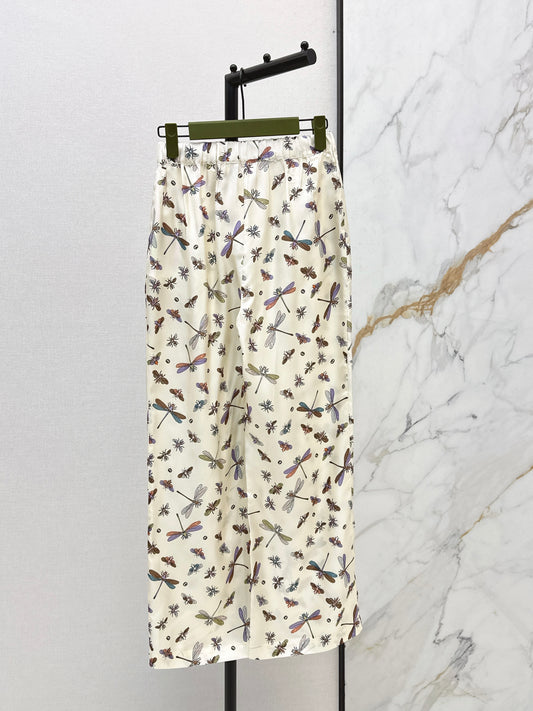 26ss Dragonfly Print Silk Pants