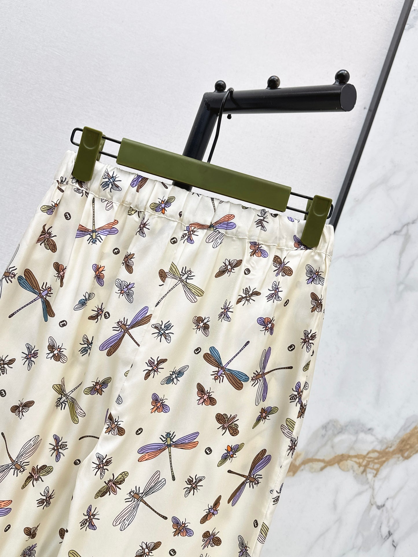26ss Dragonfly Print Silk Pants