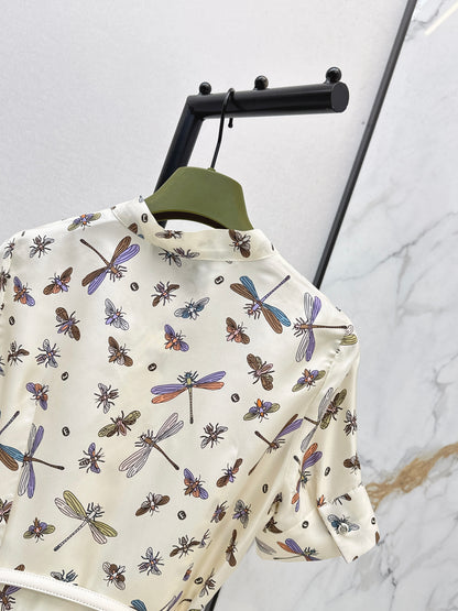 26ss Dragonfly Print Dress