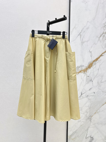26ss Elastic waist nylon midi skirt