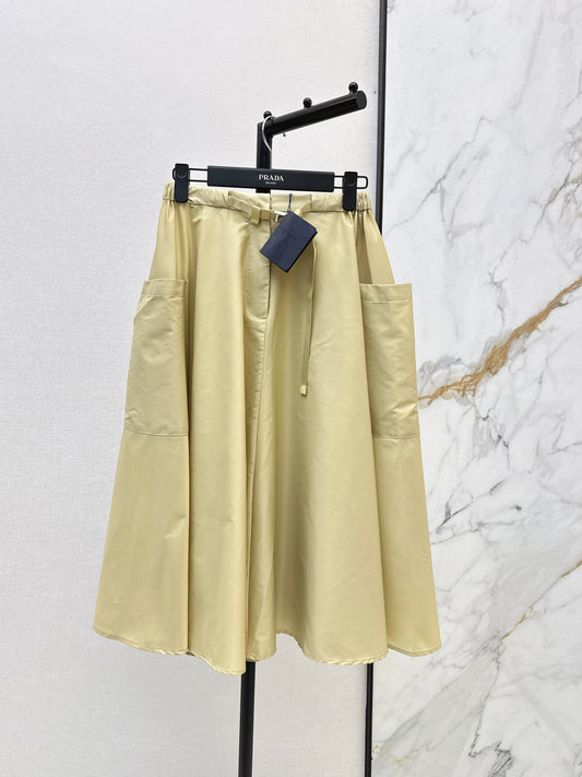 26ss Elastic waist nylon midi skirt