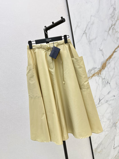 26ss Elastic waist nylon midi skirt