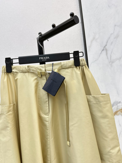 26ss Elastic waist nylon midi skirt